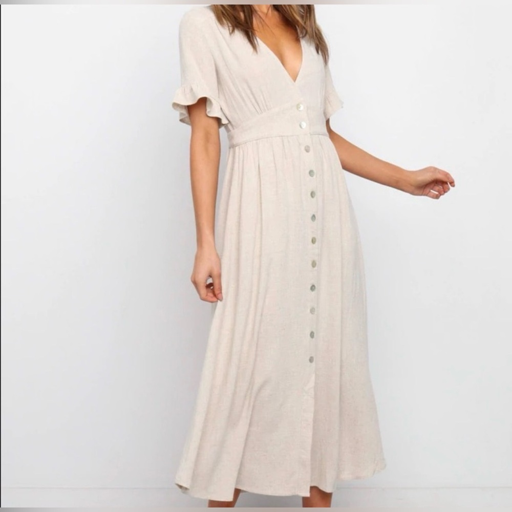 Petal & Pup Beige Midi Dress - Size 6